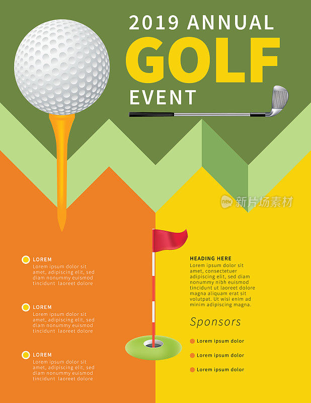 Modern Golf Tournament With Golf Ball And Club
